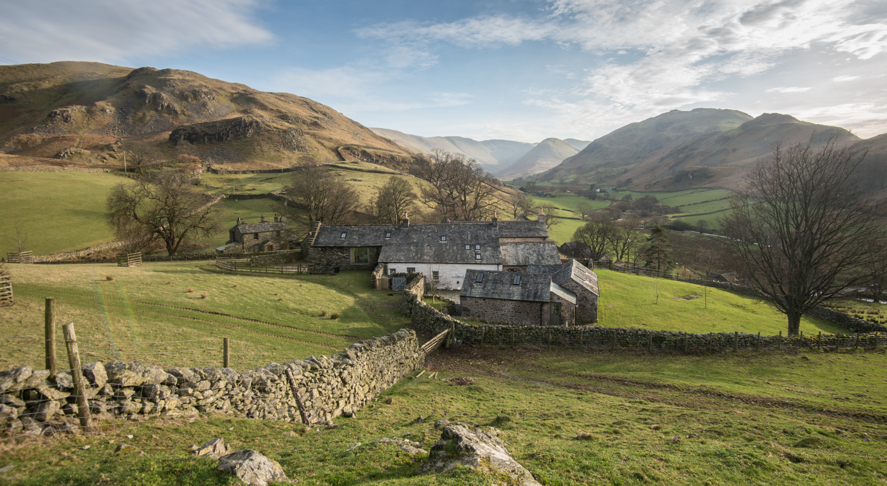 Looking down on to Hause Farm with Howe Grain beyond