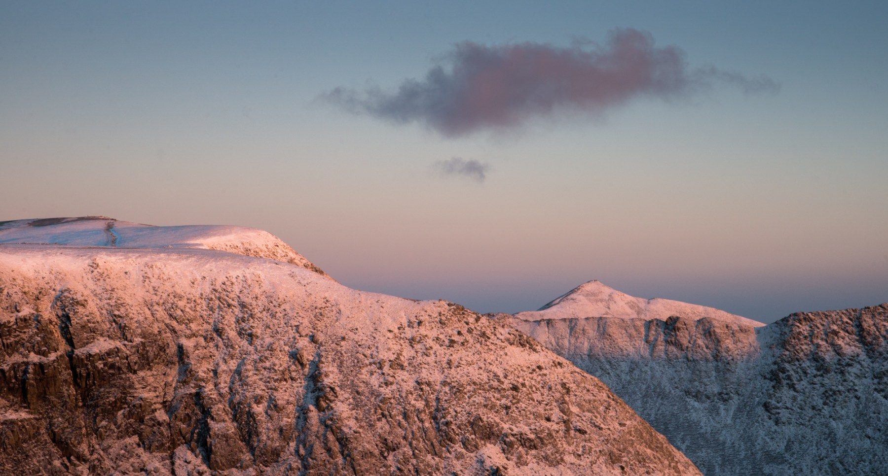Sunrise from Dollywaggon Pike in a cold wind