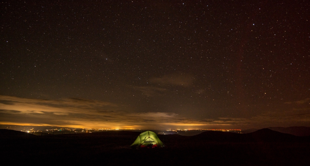 We observed Earth Hour from our campsite on Harter Fell. The lights to the south were striking
