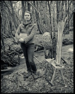 Lorna Singelton with some of her oak products from the woods that she coppices in south Lakes