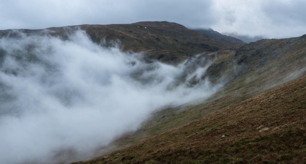 Clouds creeping up the the head of the Kentmere Valley