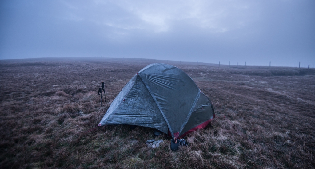 Overnight temperatures dipped to below minus 2 leaving frost on the tent
