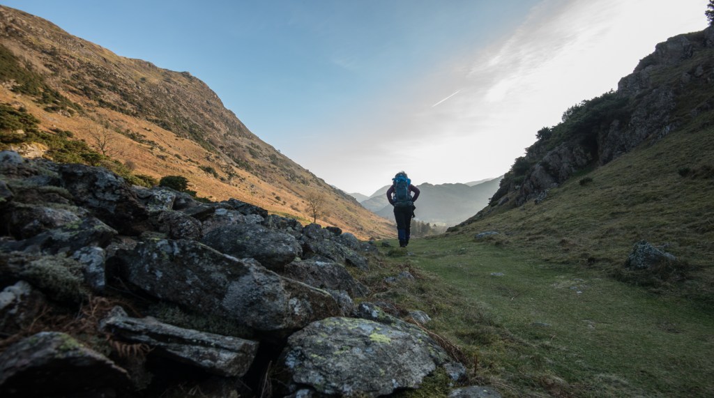heading off the fells after placing Sky Land Water