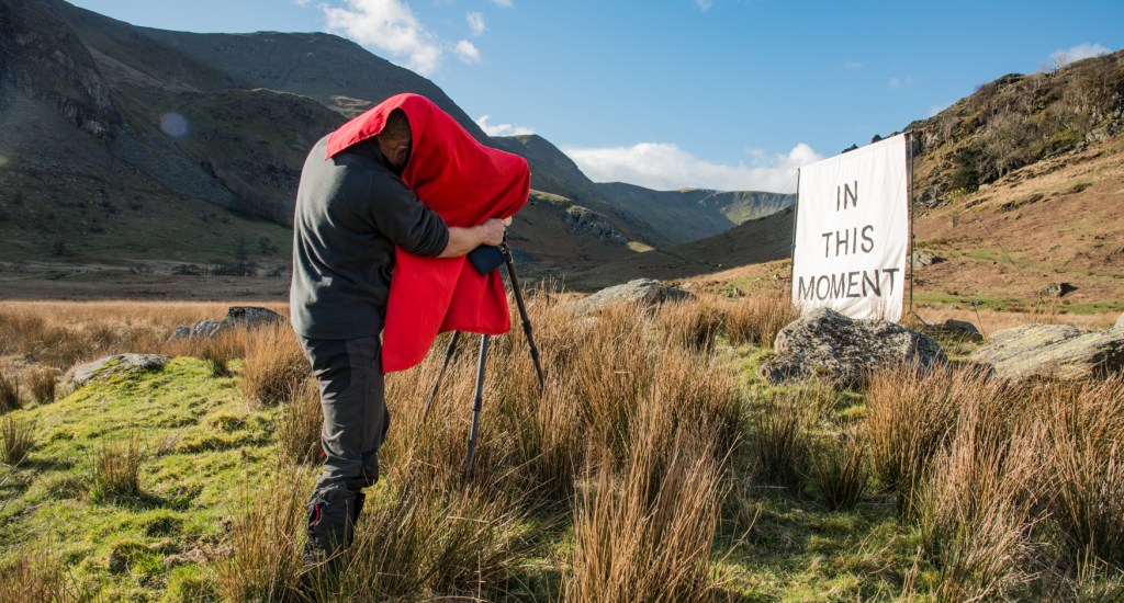 Rob making an image of the canvas with his large format camera