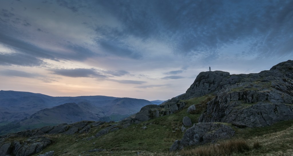 Harriet making notes at sunset.